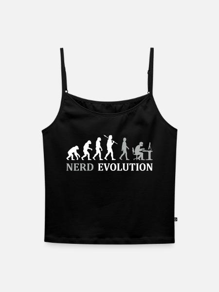 Nerd Evolution – Vom Affen zum PC-Profi - Frauen Premium Organic Top mit Spaghettiträgern - Schwarz