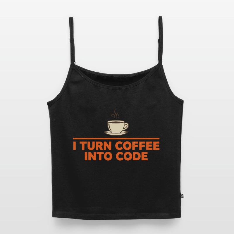 I Turn Coffee Into Code – Programmer Retro Women's Premium Organic Spaghetti Strap Top