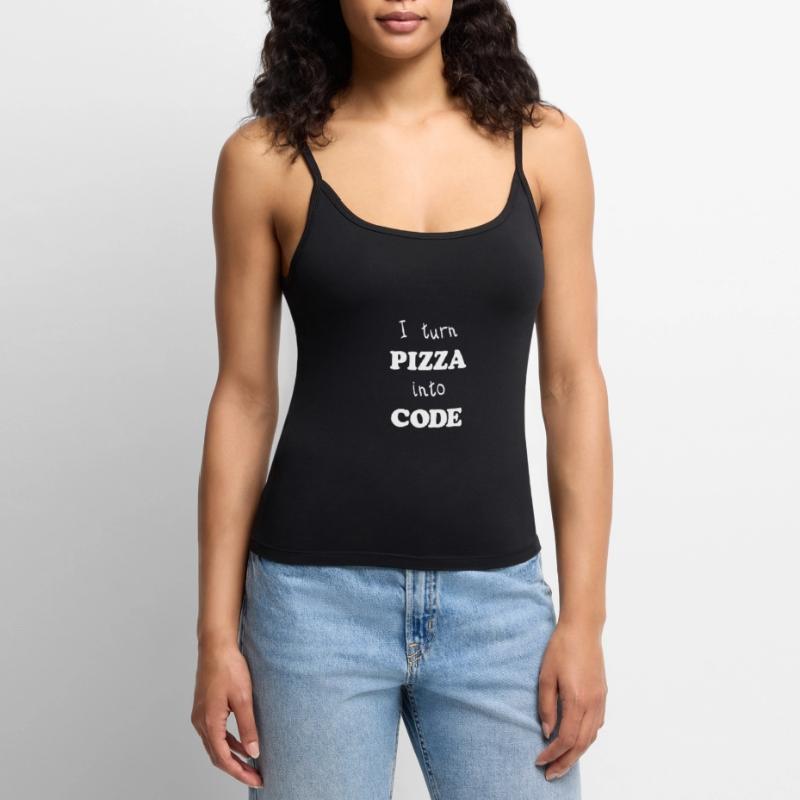 I turn Pizza Into Code Scripting Design Programmer Women's Premium Organic Spaghetti Strap Top