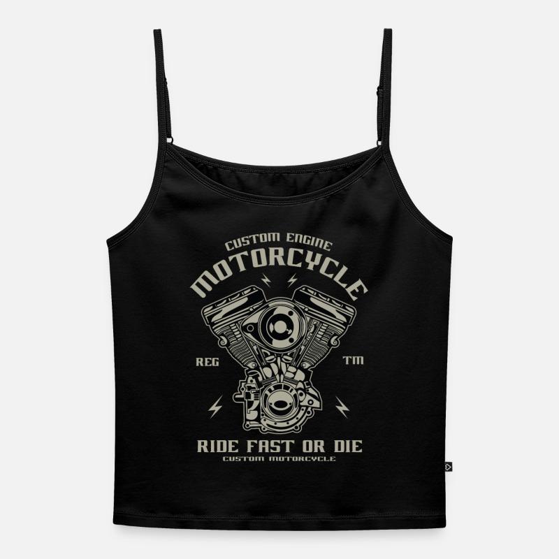 Custom Engine - Women's Premium Organic Spaghetti Strap Top - black
