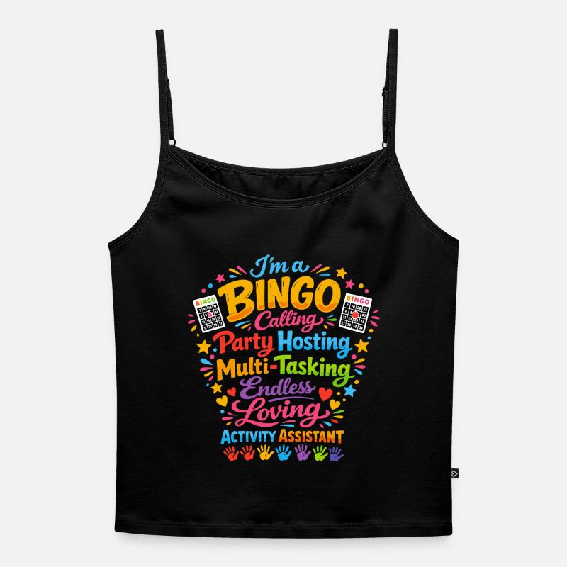 Animation Assistant Bingo Activities Gift - Women's Premium Organic Spaghetti Strap Top - black
