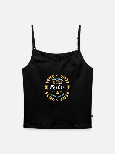 Fischer Nachname - Frauen Premium Organic Top mit Spaghettiträgern - Schwarz