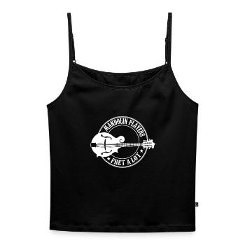 mandolin player - Women's Premium Organic Spaghetti Strap Top - black - Front - Selfina (174cm)