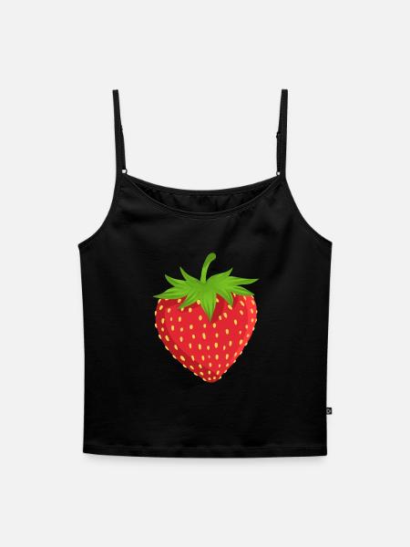Erdbeere Obst - Frauen Premium Organic Top mit Spaghettiträgern - Schwarz