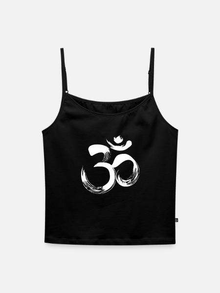 Yoga OM sanskrit weiß - Frauen Premium Organic Top mit Spaghettiträgern - Schwarz