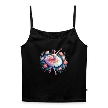 Balletttänzerin mit Tutu - Frauen Premium Organic Top mit Spaghettiträgern - Schwarz - Vorne - Selfina (174cm)