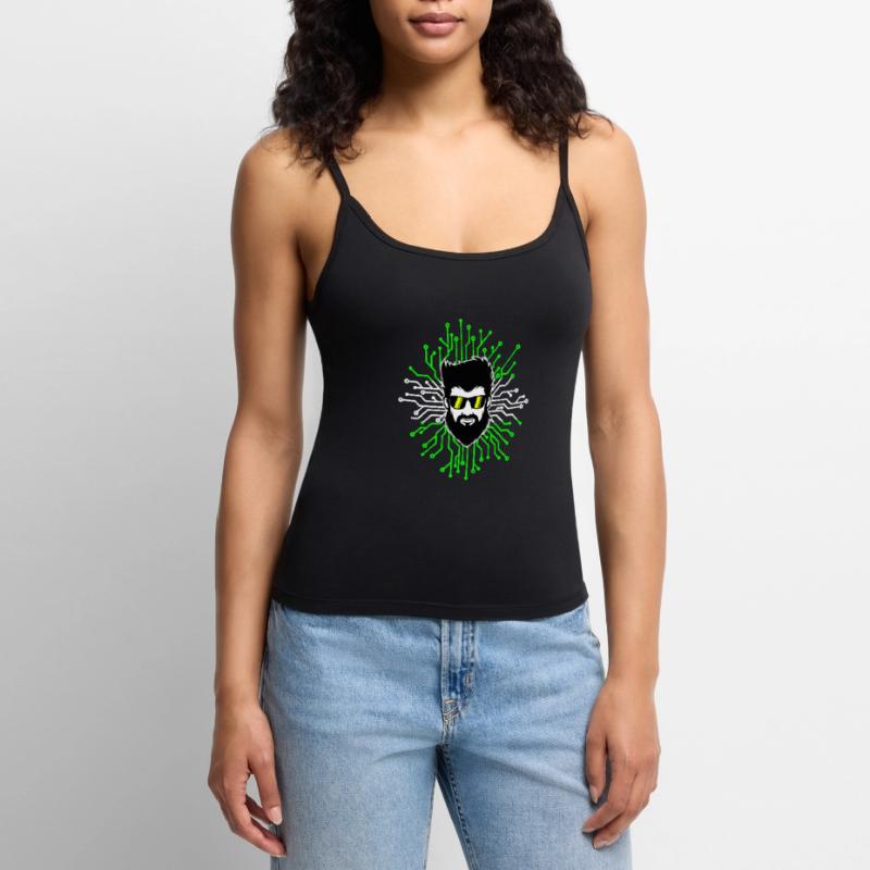 Computerfreak Developer Open Source Code Skripting Frauen Premium Organic Top mit Spaghettiträgern