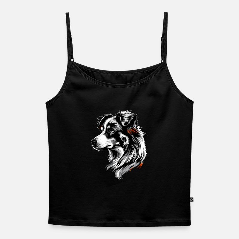 Australian Shepherd Dog Lover Cute Aussie - Women's Premium Organic Spaghetti Strap Top - black