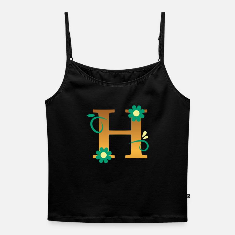 H - Women's Premium Organic Spaghetti Strap Top - black