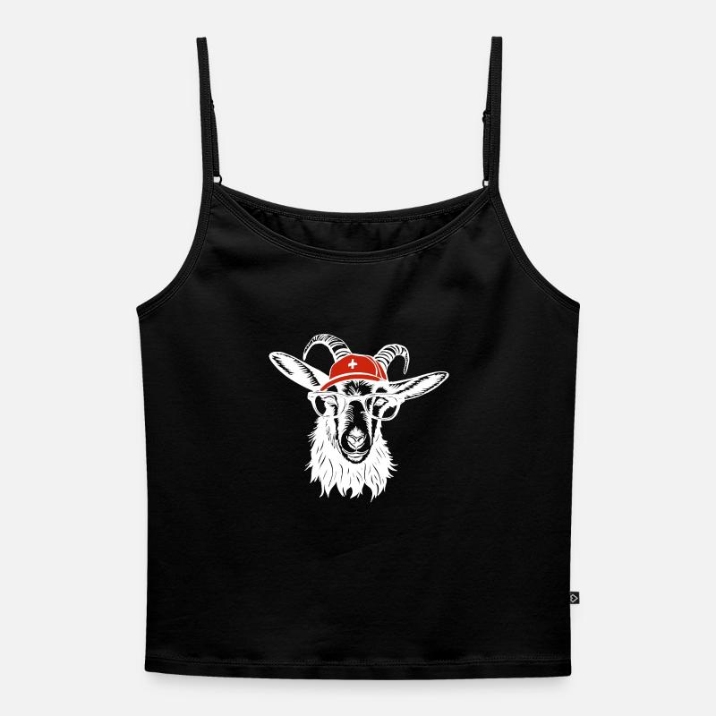 Switzerland billy goat white - Women's Premium Organic Spaghetti Strap Top - black