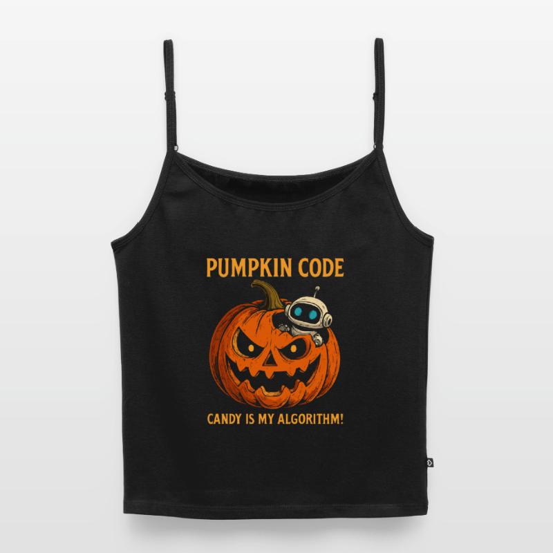 Pumpkin Code: Candy is My Algorithm! Women's Premium Organic Spaghetti Strap Top