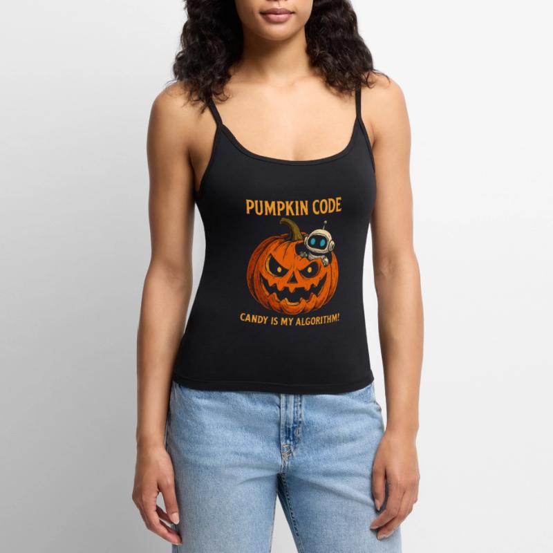 Pumpkin Code: Candy is My Algorithm! Women's Premium Organic Spaghetti Strap Top