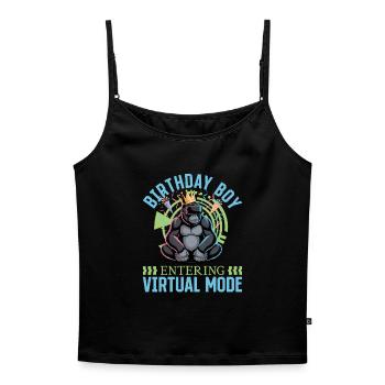 Birthday Gamer VR - Women's Premium Organic Spaghetti Strap Top - black - Front - Selfina (174cm)