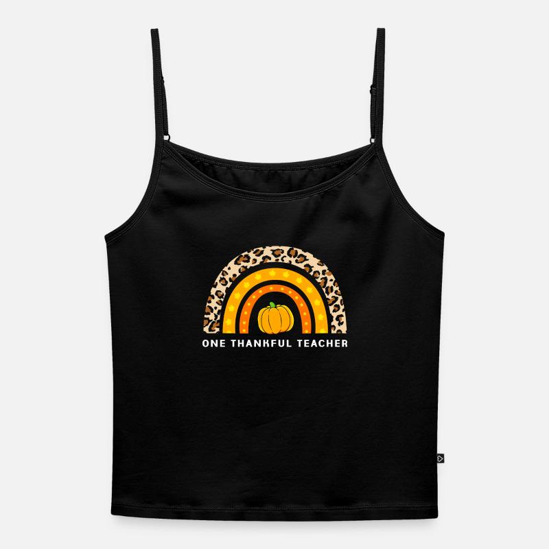 Insegnante del Ringraziamento Insegnante - Top Premium donna con spalline sottili bio - nero