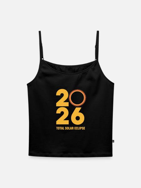 2026 Total Solar Eclipse Path Retro - Frauen Premium Organic Top mit Spaghettiträgern - Schwarz