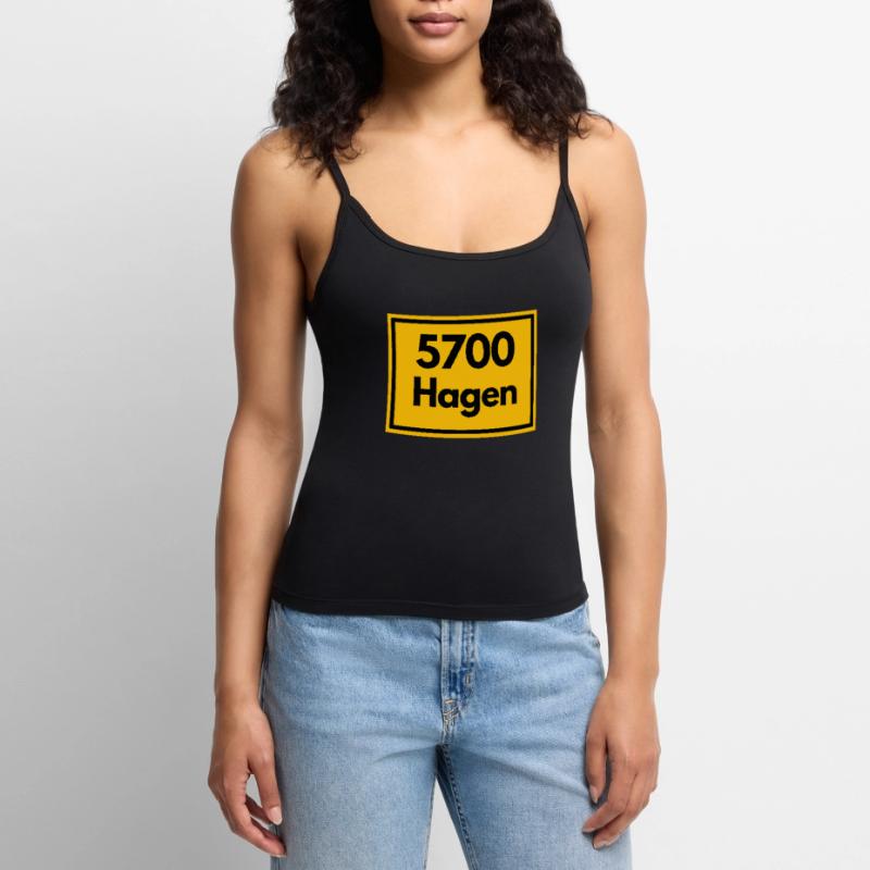 OLD POSTCODE POSTCODE RETRO 5700 HAGEN STOLZ Women's Premium Organic Spaghetti Strap Top