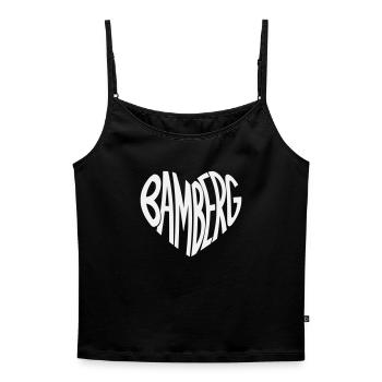 Faute de frappe de Bamberg Heart - Top Premium femme à fines bretelles bio - noir - Devant - Selfina (174cm)