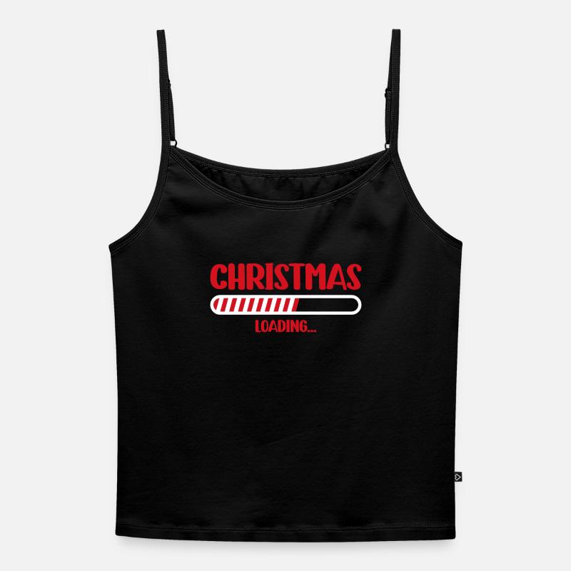 Christmas Loading Progress Bar - Women's Premium Organic Spaghetti Strap Top - black