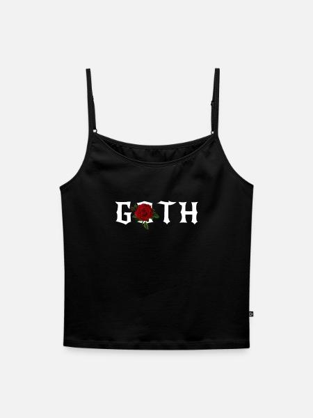 Gothic, Gothic-Thema mit roter Rose - Frauen Premium Organic Top mit Spaghettiträgern - Schwarz