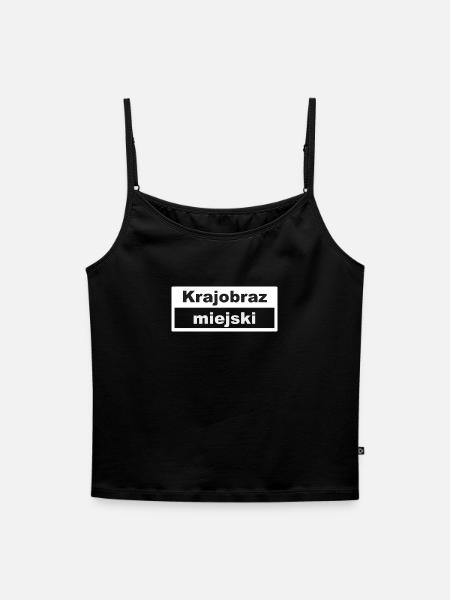 Stadtbild Typografie polnisch - Frauen Premium Organic Top mit Spaghettiträgern - Schwarz