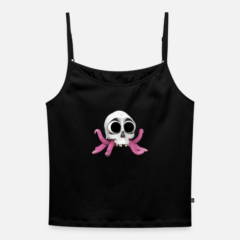 SkullyMops - Women's Premium Organic Spaghetti Strap Top - black