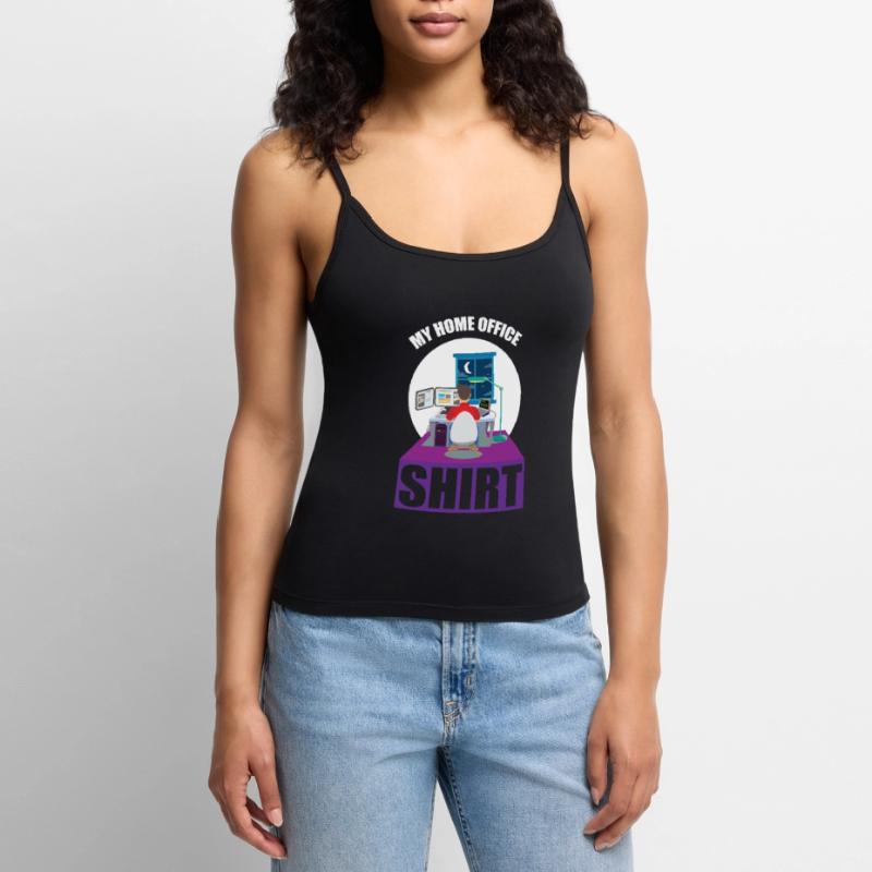 Night Shift Coder Programmer Desk Graphic Frauen Premium Organic Top mit Spaghettiträgern