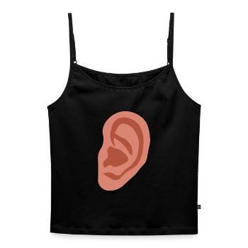 Großes Ohr - Frauen Premium Organic Top mit Spaghettiträgern - Schwarz - Vorne - Selfina (174cm)