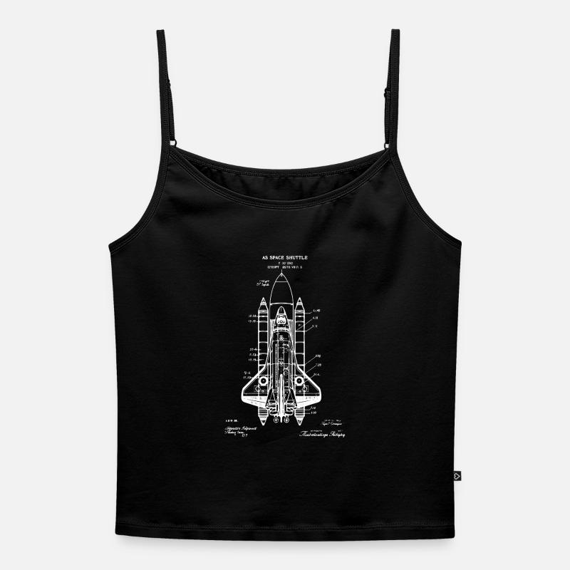 Space Shuttle Blueprint - Women's Premium Organic Spaghetti Strap Top - black