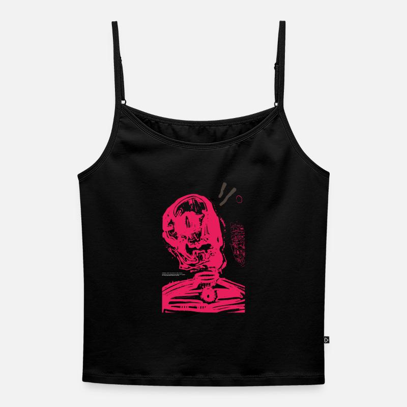 Romantic Skull - Women's Premium Organic Spaghetti Strap Top - black