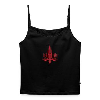 REDTWO CROSS - Women's Premium Organic Spaghetti Strap Top - black - Front - Selfina (174cm)