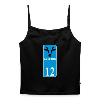 Aveyron - Frauen Premium Organic Top mit Spaghettiträgern - Schwarz - Vorne - Selfina (174cm)