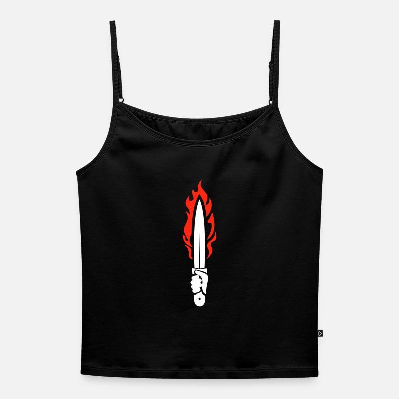DIC DIR DAC - Women's Premium Organic Spaghetti Strap Top - black