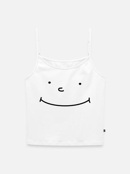 New Smiley - Frauen Premium Organic Top mit Spaghettiträgern - Weiß