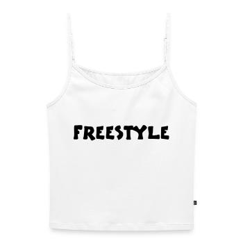 freestyle2_vec_1fr - Top Premium femme à fines bretelles bio - blanc - Devant - Selfina (174cm)