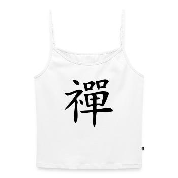 zen - Top Premium femme à fines bretelles bio - blanc - Devant - Selfina (174cm)