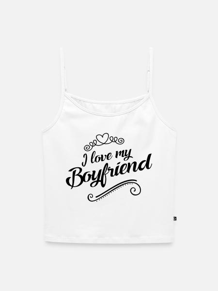 i love my boyfriend - Frauen Premium Organic Top mit Spaghettiträgern - Weiß