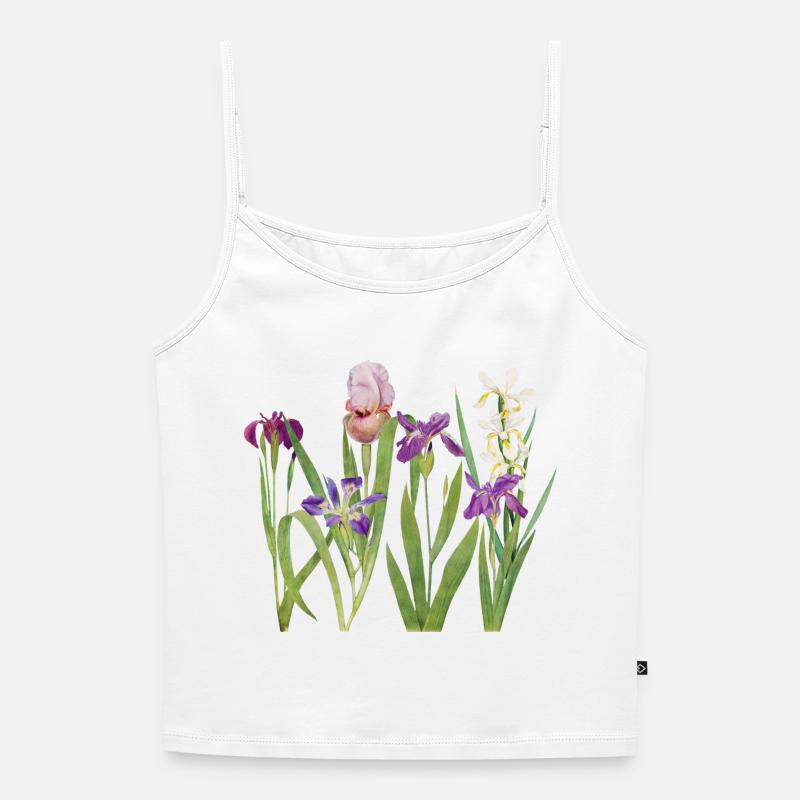 Wilde Iris und Orchidee Botanisches Design - Frauen Premium Organic Top mit Spaghettiträgern - Weiß
