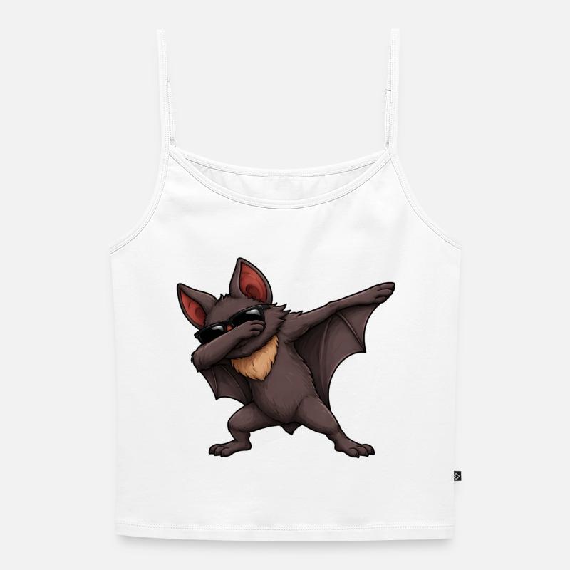 Dabbing Bat - Premium økologisk dame top med spaghetti-stropper - hvid