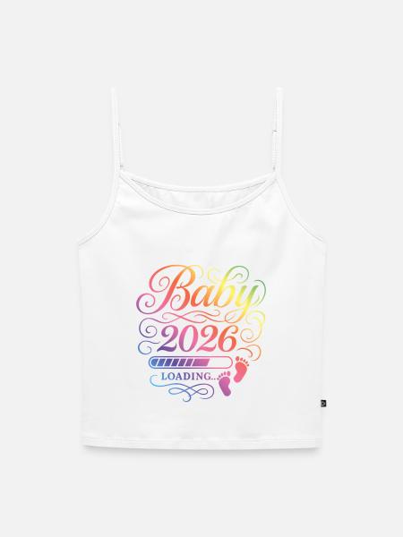 Baby 2026 Loading Schwangerschaft - Frauen Premium Organic Top mit Spaghettiträgern - Weiß