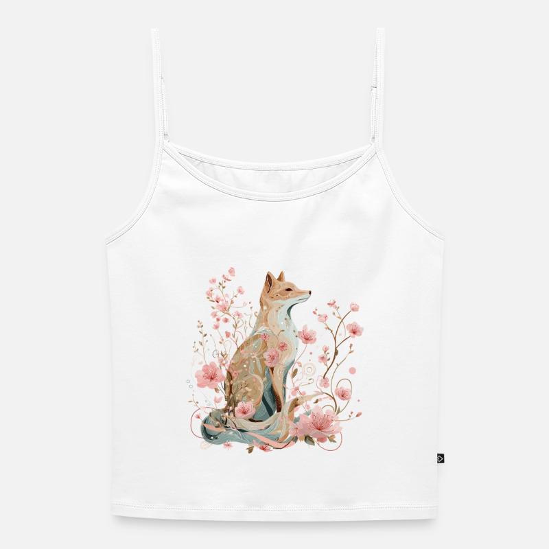 Blossom Fox - Spring in Harmony - Women's Premium Organic Spaghetti Strap Top - white