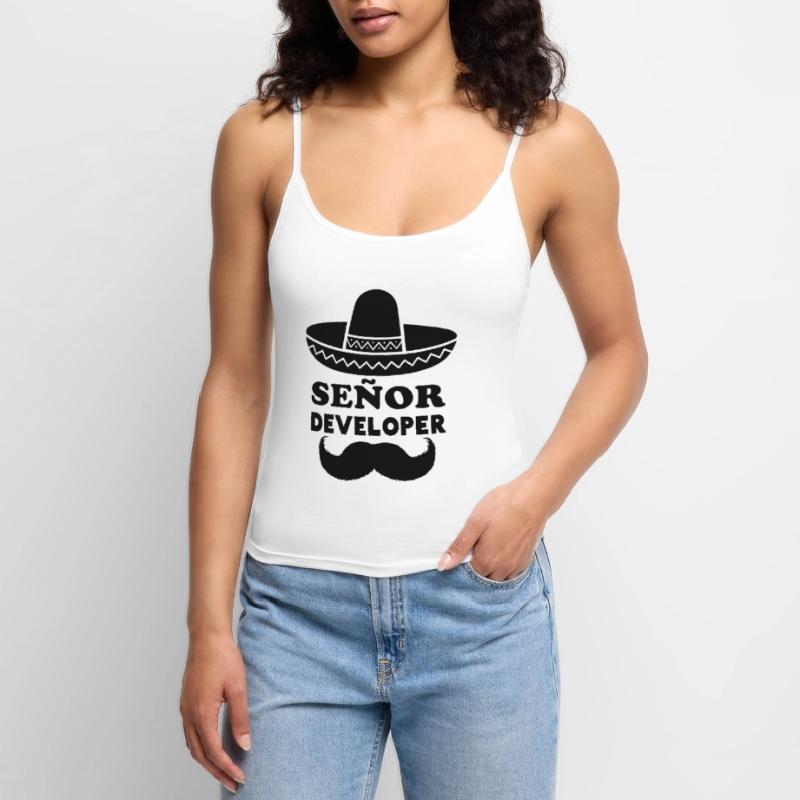 Señor Developer for Programming & Senior Developer Women's Premium Organic Spaghetti Strap Top