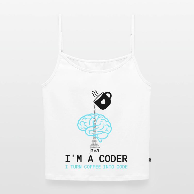 T-shirt Coder : Du café dans le code – Nerdy Programmie Top Premium femme à fines bretelles bio
