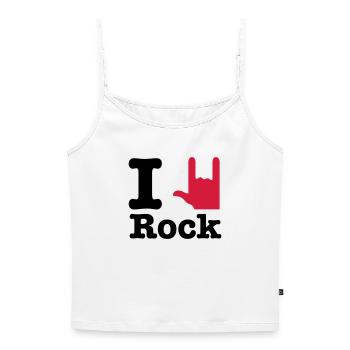 i love rock - Women's Premium Organic Spaghetti Strap Top - white - Front - Selfina (174cm)