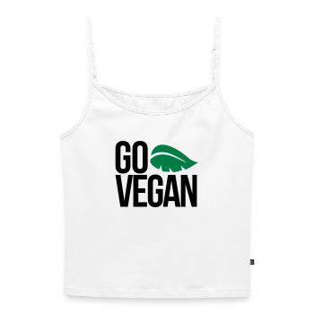 vegan - Frauen Premium Organic Top mit Spaghettiträgern - Weiß - Vorne - Selfina (174cm)