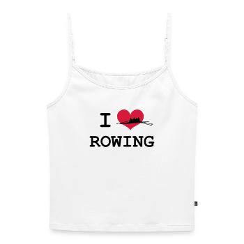 I Love Rowing - Frauen Premium Organic Top mit Spaghettiträgern - Weiß - Vorne - Selfina (174cm)