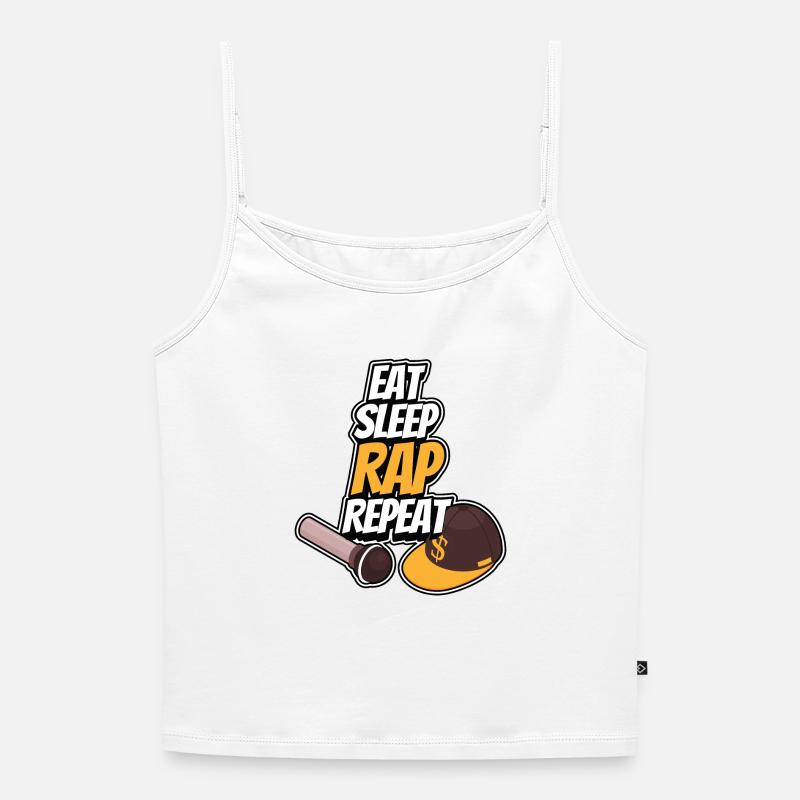 Eating - Sleeping - Rapping - Repeating - Women's Premium Organic Spaghetti Strap Top - white