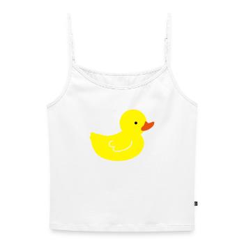 Cheerful Rubber Duck: A Touch of Yellow - Women's Premium Organic Spaghetti Strap Top - white - Front - Selfina (174cm)