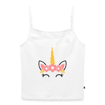 Queen of Flowers: The Majestic Unicorn - Women's Premium Organic Spaghetti Strap Top - white - Front - Selfina (174cm)