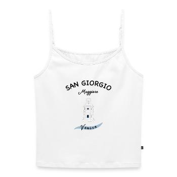 Phare de Venise, Île Majeure de San Giorgio - Top Premium femme à fines bretelles bio - blanc - Devant - Selfina (174cm)