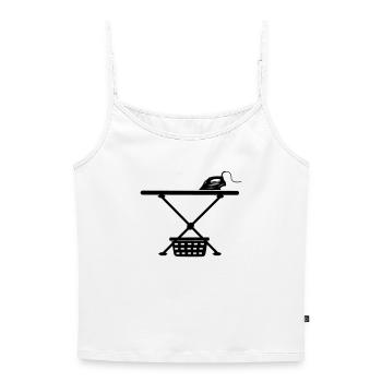 Iron srichplak and laundry basket - Women's Premium Organic Spaghetti Strap Top - white - Front - Selfina (174cm)